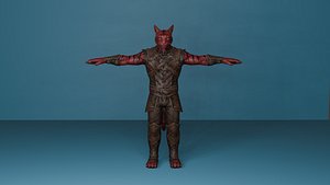 Warrior Cat Man - Rigged Game Ready Character 3D model