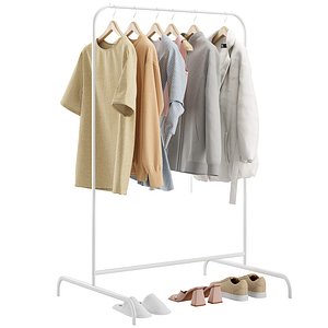 3D Clothes on the rack Set 01 model