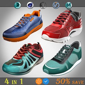 3D model running shoes pack