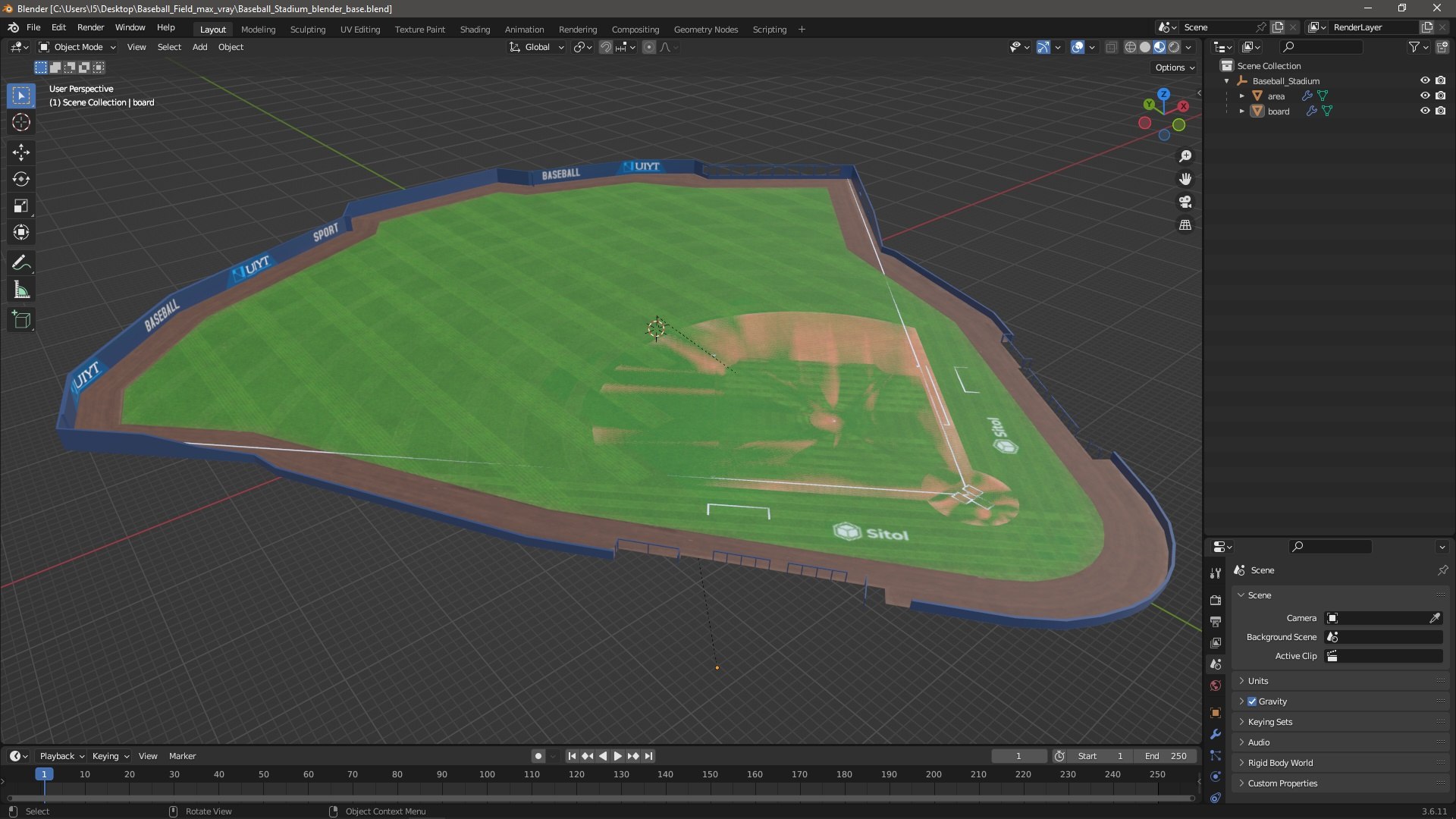 Baseball Field 3D Model - TurboSquid 2309954