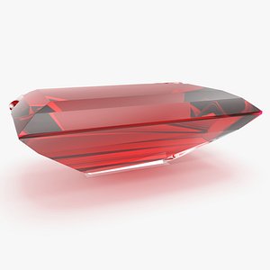 Baguette Cut Ruby 3D model