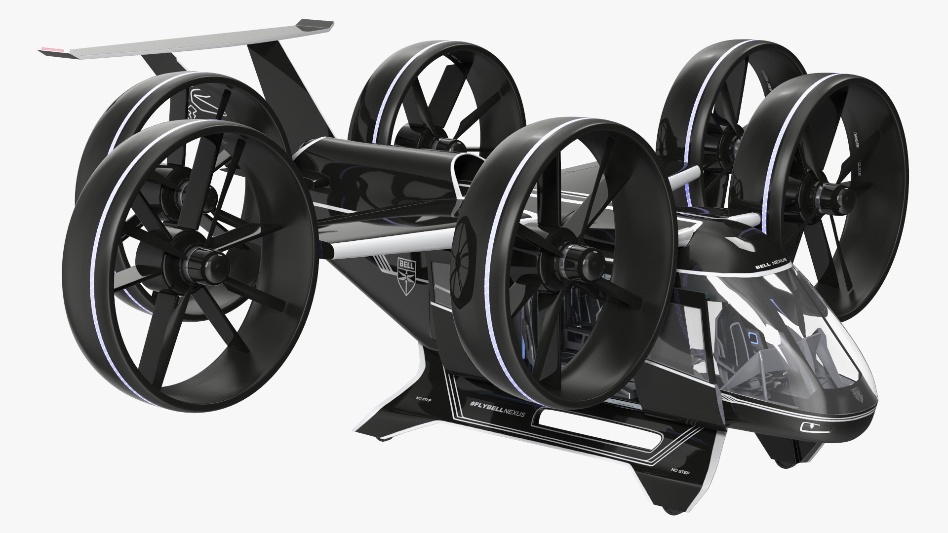 Electric Flying Taxi Bell Nexus Lights On Rigged for Cinema 4D 3D model preview