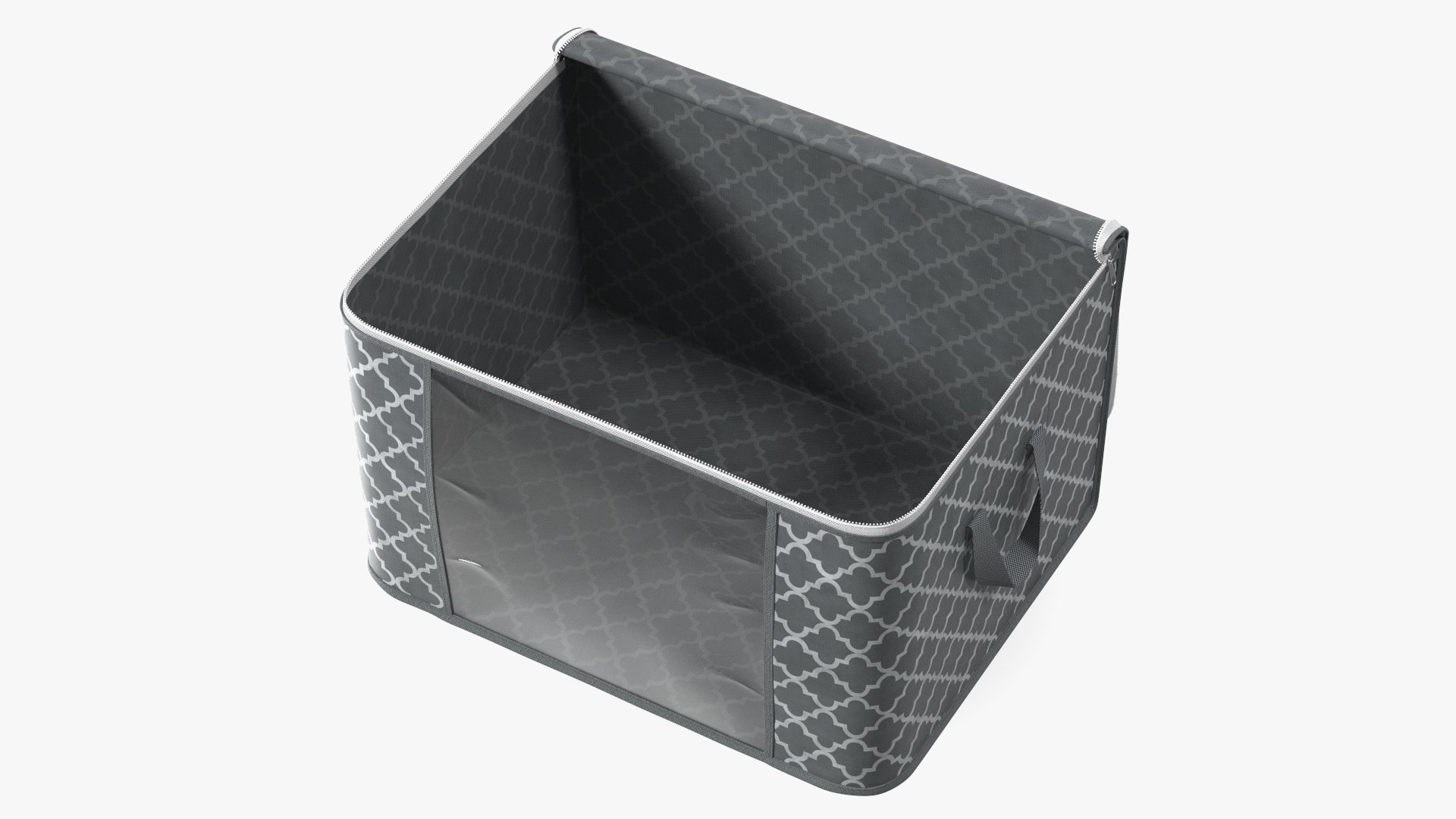 Windowed Storage Bin Grey Empty Open 3D model preview