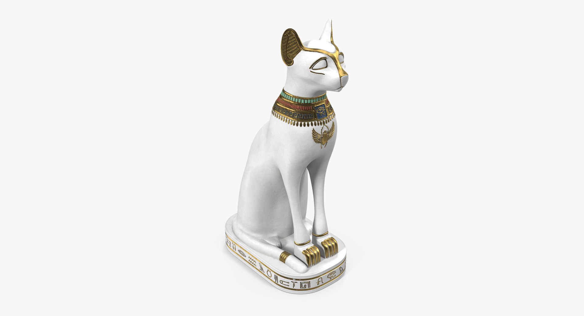 Egyptian Cat Statue White 3D model preview