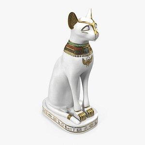 egyptian cat statue white 3D model