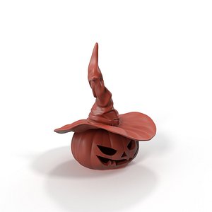 Glowing Jack O Lantern in Witch Hat for 3D Print model
