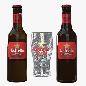 estrella damm beer glass 3d model