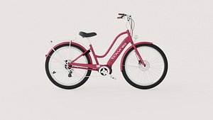 Step-Through Electric City Bicycle with Rear Cargo Rack 3D model