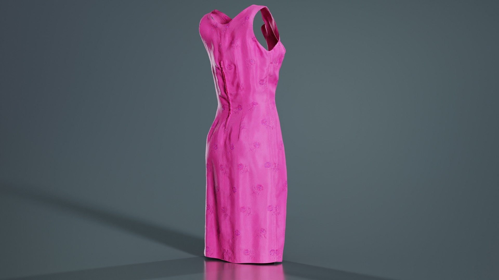 3D Model Shiny Pink Flower Dress Remastered - TurboSquid 2360910