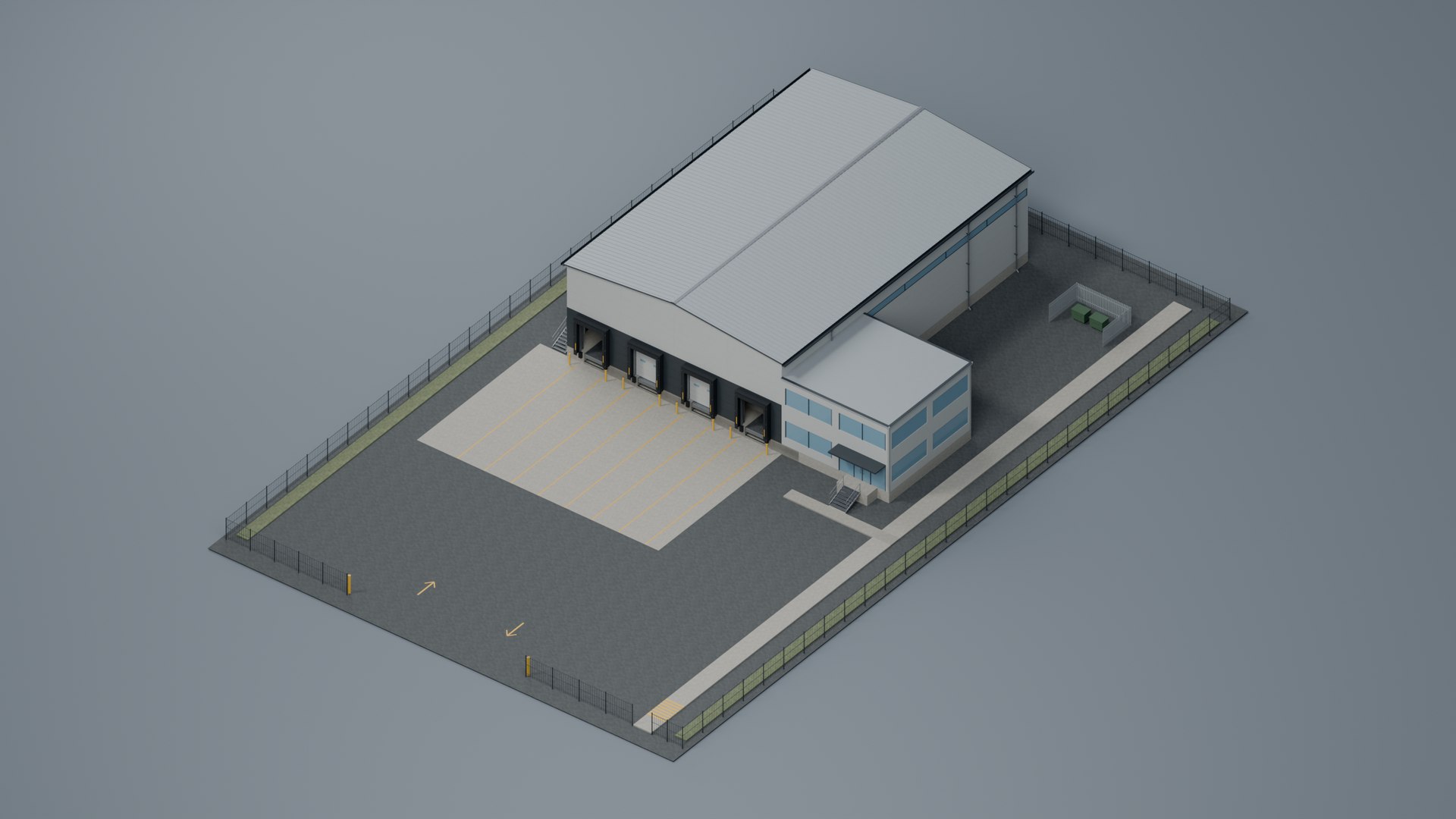 Warehouse Loading Docks with Two Layouts and Animation 3D model https://p.turbosquid.com/ts-thumb/q2/6iG0c5/52/modularlogisticswarehouse_11_compact_site/png/1791471152/1920x1080/fit_q87/ee8c2a598659dae4ac0c0f279c1cd191744c022e/modularlogisticswarehouse_11_compact_site.jpg