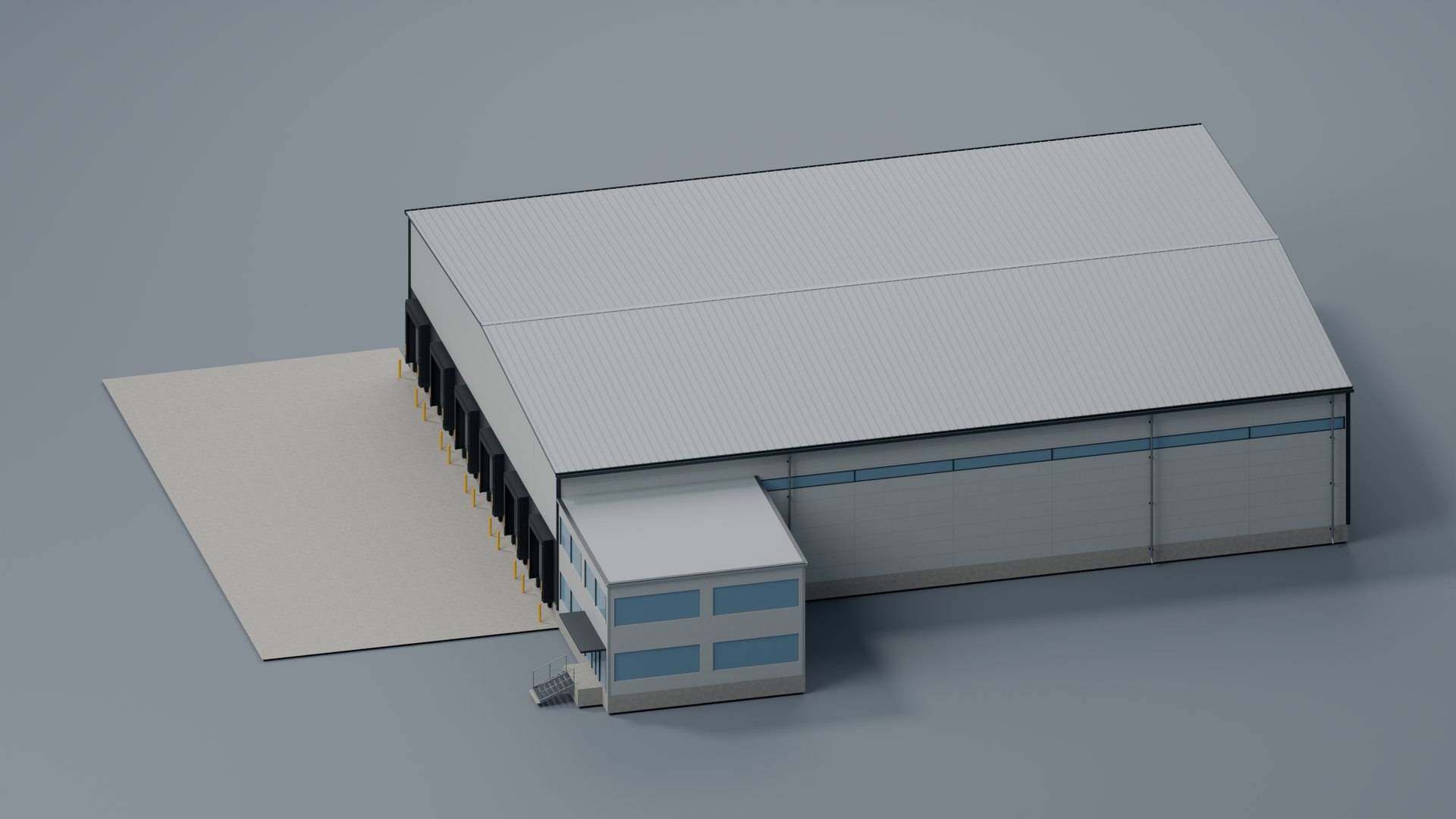 Warehouse Loading Docks with Two Layouts and Animation 3D model https://p.turbosquid.com/ts-thumb/q2/6iG0c5/fy/modularlogisticswarehouse_03_office_side/png/1791471146/1920x1080/fit_q87/b3a10daf3ab092ef54c2cb105c604c3181f17dee/modularlogisticswarehouse_03_office_side.jpg