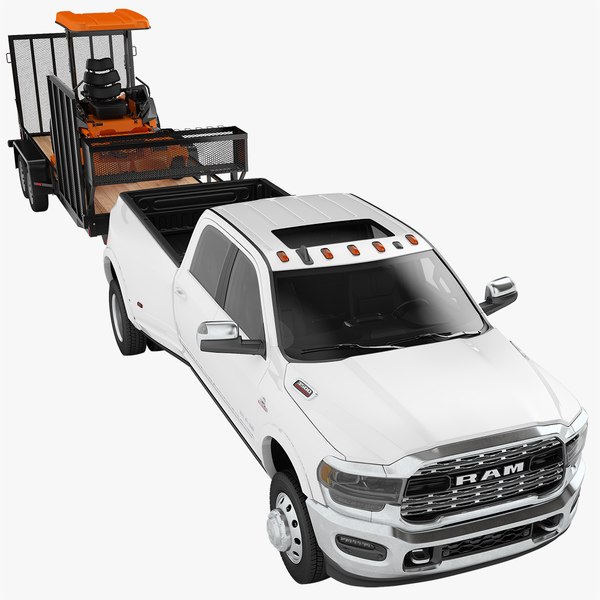 Dodge Ram 3500 HD 2021 com trailer Landscape Pro 03 Modelo 3D ...