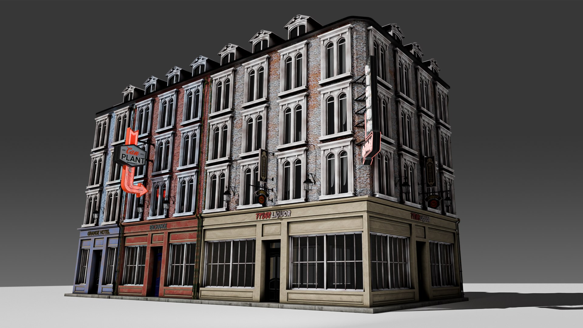 3 Piece Modular European Shop Apartment Building 3D Model - TurboSquid ...