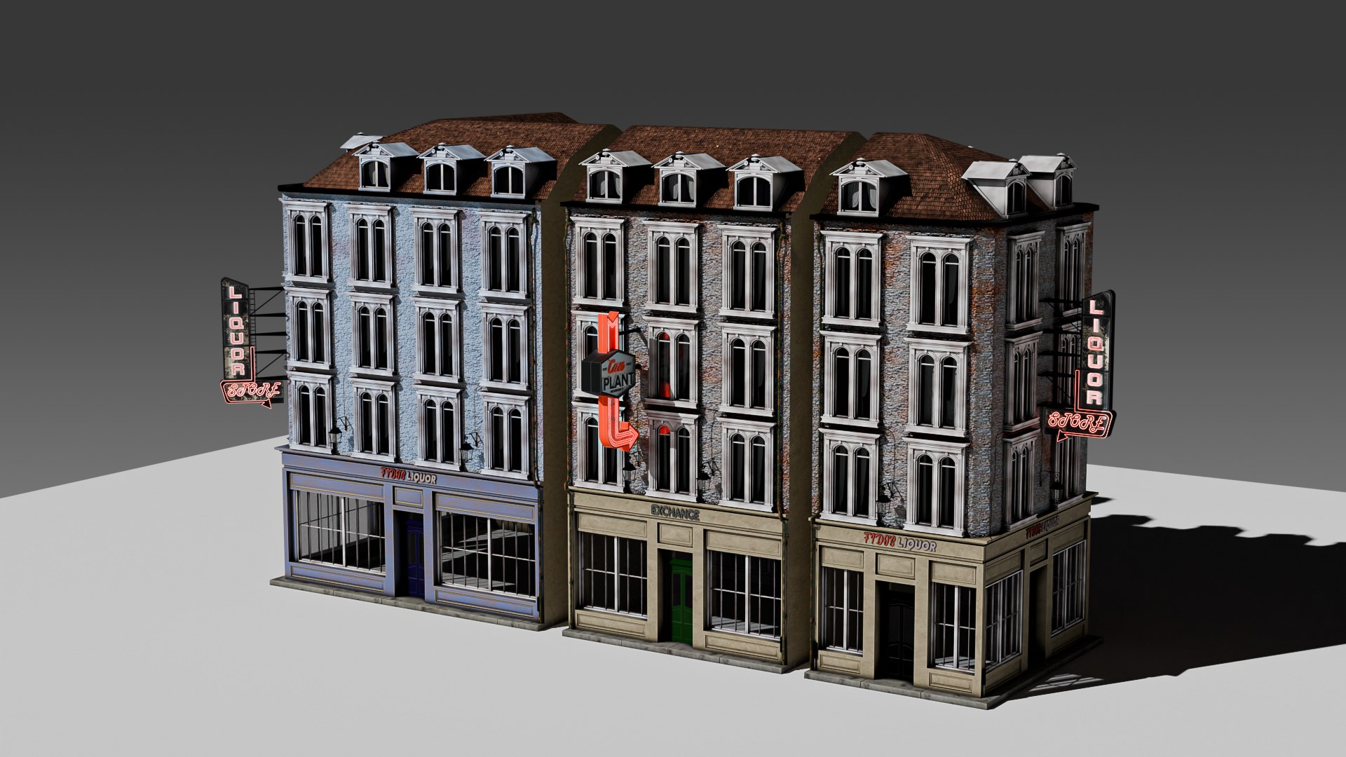 3 Piece Modular European Shop Apartment Building 3D Model - TurboSquid ...