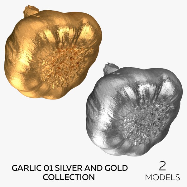 3D Garlic 01 Silver and Gold Collection - 2 models