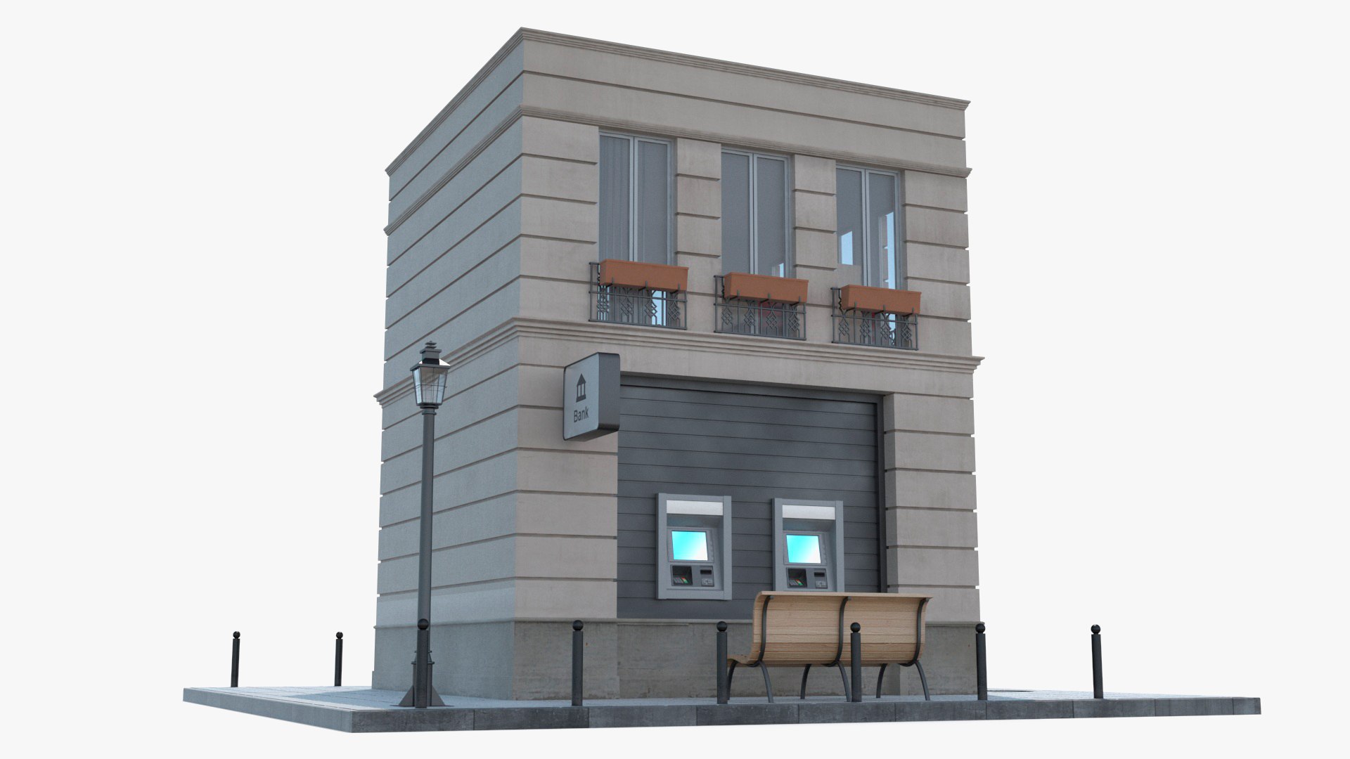 3D model Small Bank Branch Building - TurboSquid 2155516