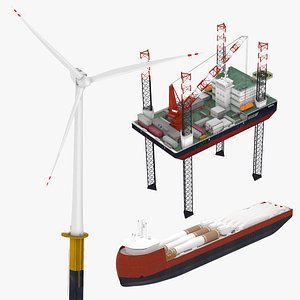 3D model Wind turbine pile construction