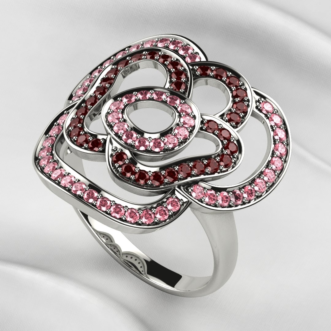 3D Beautiful Rose Flower Shape Gold Ring - TurboSquid 1892863