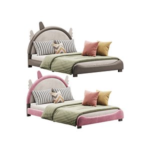 Full Size PU Leather Upholstered Princess Bed 3D model