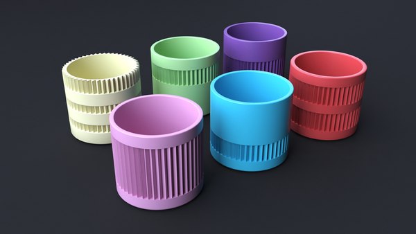 3D 6-Piece 3D Printed Flower Pot Ensemble model