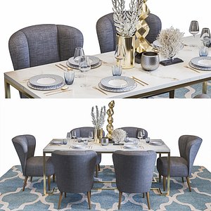 Luxury Restaurant Table Set with Clark Armchair and with decoration