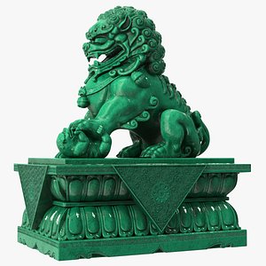 Jade Guardian Lion Statue
