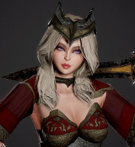 Red Knight Lady Low-poly 3D model model