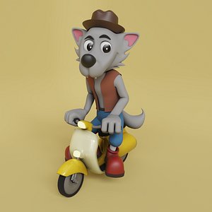 Cartoon Biped Wolf Rigged 3D
