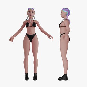 Cartoon Beautiful Woman model