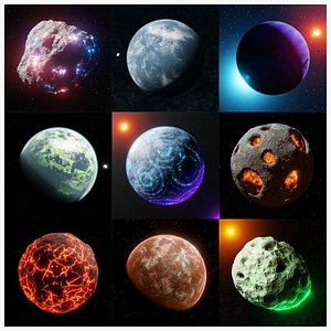 Procedural Space Pack - 10 Planet and Asteroid Models