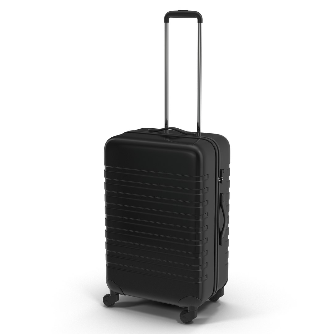 Plastic Trolley Luggage Bag Black 3D model preview