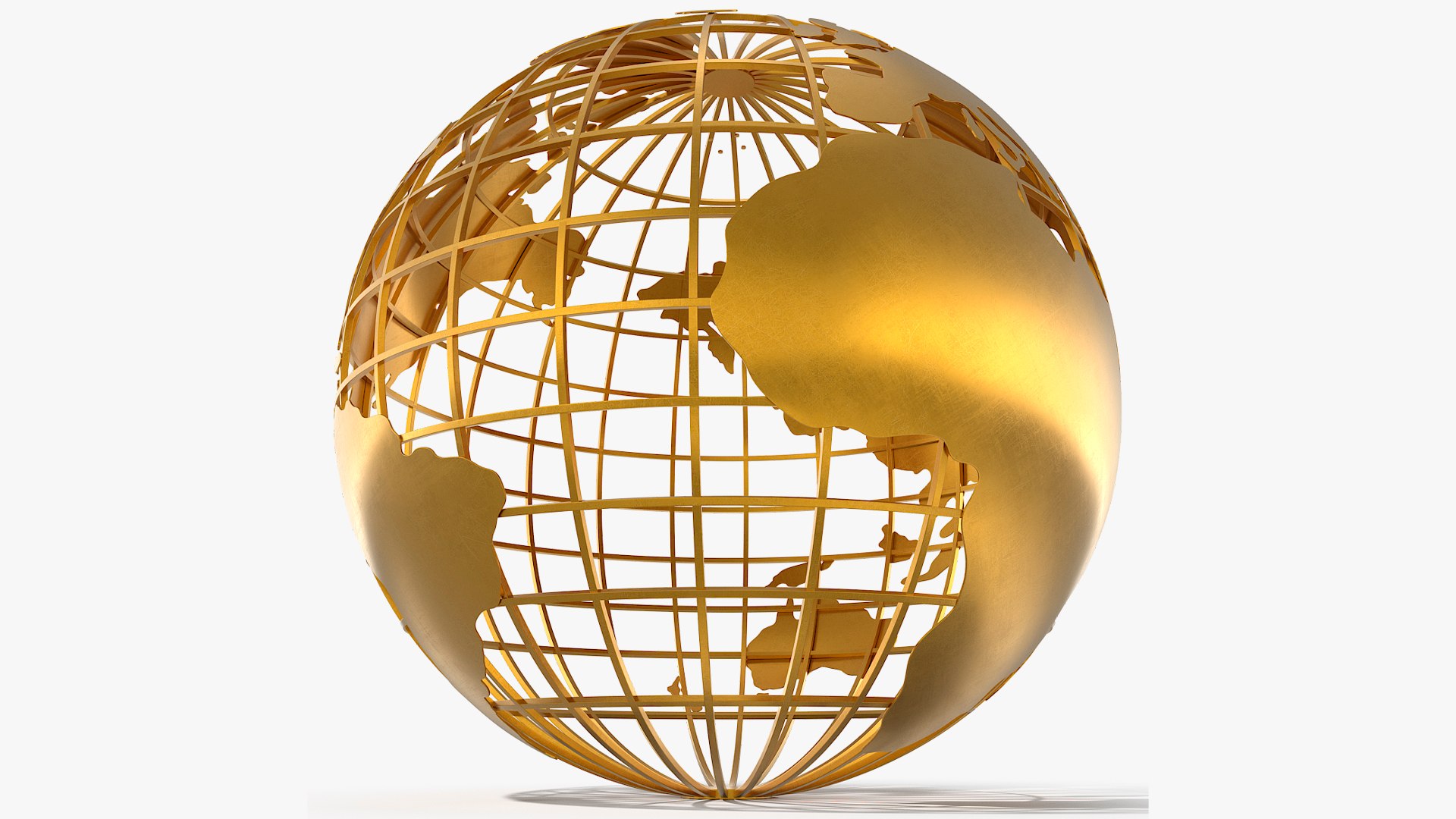 Hollow Globe Sculpture Gold 3D model preview