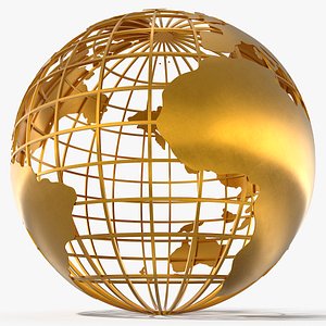 3D Hollow Globe Sculpture Gold