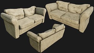 old cotton couch pbr 3D model