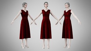 Dress 02 Burgundy Velvet model