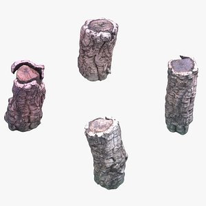 3D model 4 wood logs
