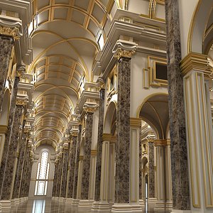 3D classic interior room scene model