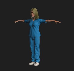 Animated Nurse woman-Rigged 3d game character