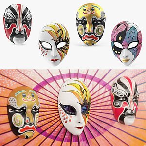 Asian Masks 3D Models Collection