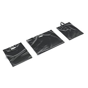 3 Black Plastic Bag Lying - handle packet shapes set 3D model