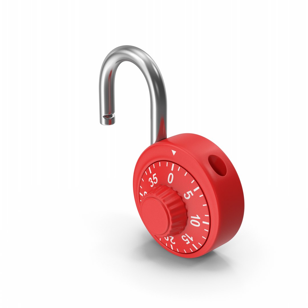 3D Red Combination Round Padlock Opened model TurboSquid 2140134