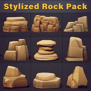 Stylized Rock Pack - Gameready Lowpoly Model model