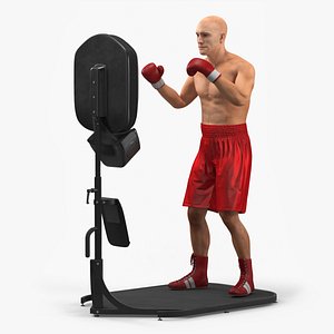 Boxing Panel with Athlete Red Pose Black 3D model