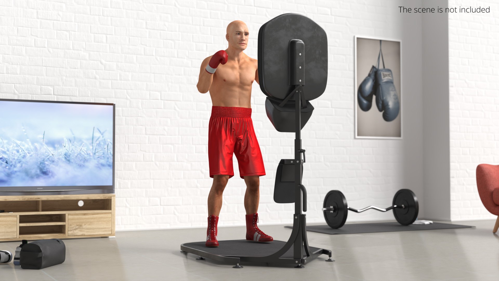 Boxing Panel With Athlete Red Pose Black 3D Model - TurboSquid 2447325