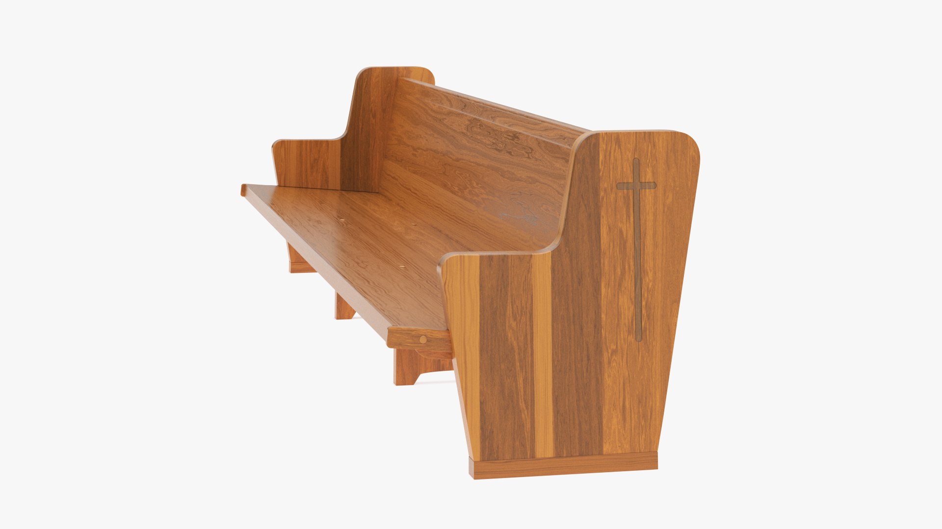 Wooden Church Pew Bench Light 3D model preview