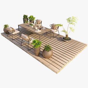 Contemporary Outdoor Dining and Lounge Deck Set