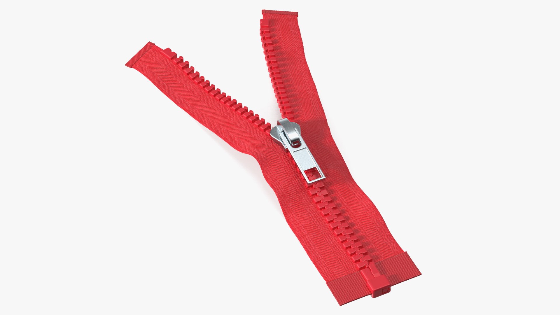Two Sided Plastic Zipper Opened Red 3D model preview