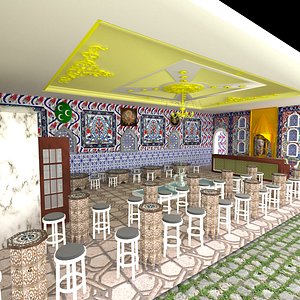 3D ottoman restaurant model