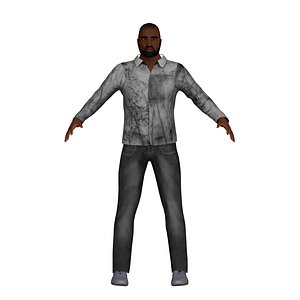 3D adult black man beard model