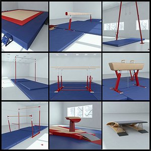 3D gymnastics equipment pack model